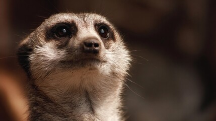 Fototapeta premium Meerkat standing upright in the desert observing its surroundings during golden hour light