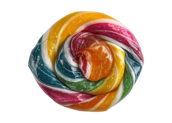 Colorful Wrapped Candy Pieces Flat Lay Top View on Transparent Background