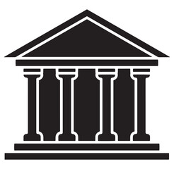 Fototapeta premium Simple black and white vector illustration of a classical building with columns