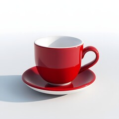 Red Cup and Saucer 3D Render