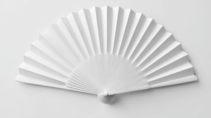 Beautiful photo of stunning image of mockup of a white folding hand fan set apart against a white background.