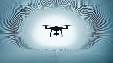 A stylized image of a drone set against a digitally manipulated background, creating an intriguing visual effect.