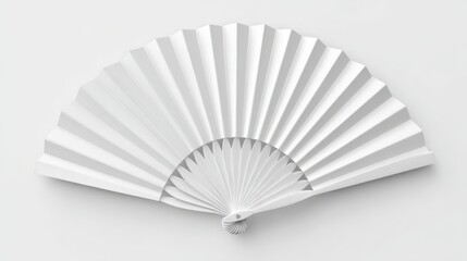 Beautiful photo of mock-up of a white folding hand fan. White background.