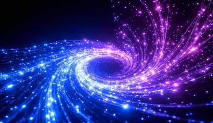 Obraz premium Spiral Galaxy of Light: A Dynamic Blend of Blue and Purple Stars