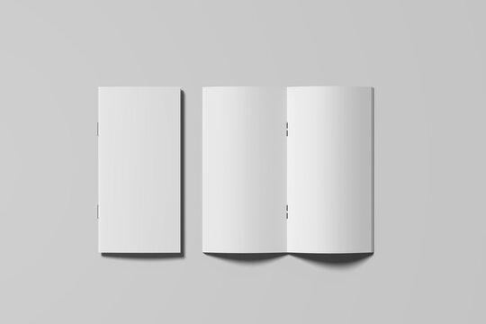 Top view DL bi-fold brochure Blank View.