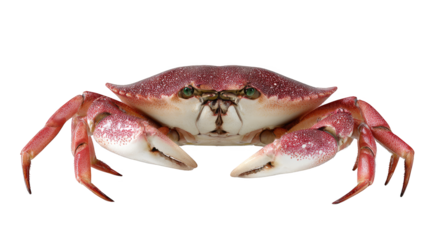 Intricate macro view of a fascinating crab highlighting its unusual features with a striking solitary green eye and a prominent dark black nasal structure against a soft focus backdrop.