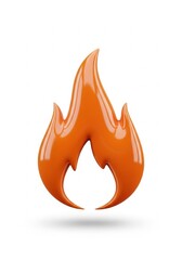 Dynamic orange flame symbol with glossy finish, perfect for energy or heat concepts