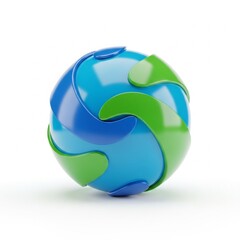 Dynamic 3D Globe with Blue and Green Elements, Perfect for Global Branding