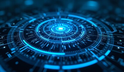 Futuristic Circular Interface with Blue Illumination