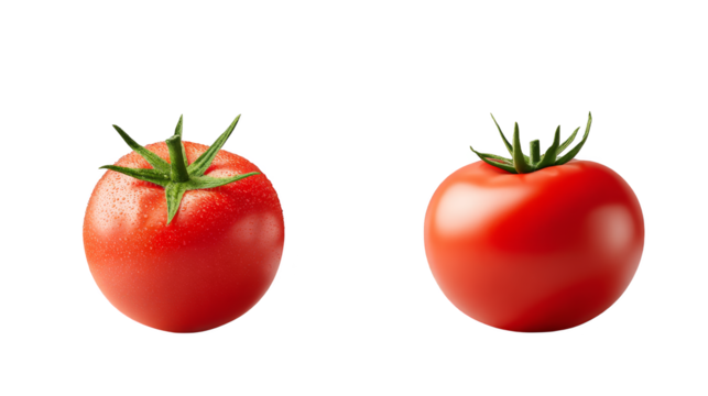 Fresh ripe red tomato isolated on a transparent background a high quality food graphic for digital design projects culinary websites and healthy eating illustrations.