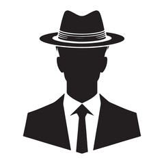 Man in Fedora Hat Silhouette Vector