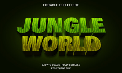 Jungle world 3d text effect, wild tropical adventure style