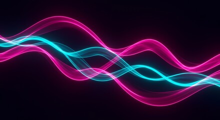 Naklejka premium Abstract Neon Waves Flowing in Dark Background