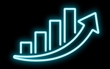 Abstract neon line business graph isolated on black background