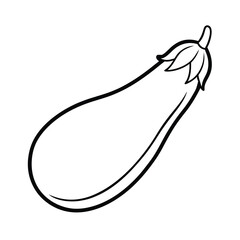 cartoon eggplant outline on white background