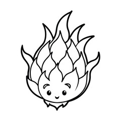 cartoon of a dragon fruit coloring page on white background 