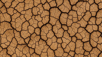 Parched earth displaying a network of cracks in a dry landscape, showcasing the harsh effects of arid conditions and environmental concerns