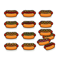 Set of colorful cartoon fast food icons