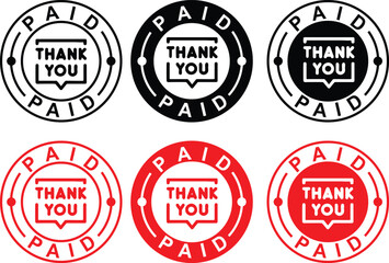 Thank You Paid Stamp Label Icon