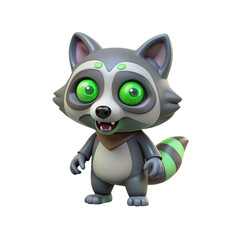 Obraz premium Raccoon Zombie with Glowing Eye Halloween 3D PNG