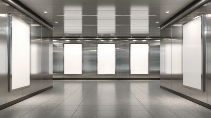 Fototapeta premium Blank Advertisement Billboard Mockups in a Modern Interior Space for Marketing and Communication Campaigns