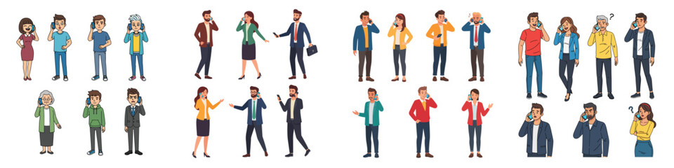 Large Collection of Diverse People Talking on Mobile Phones
