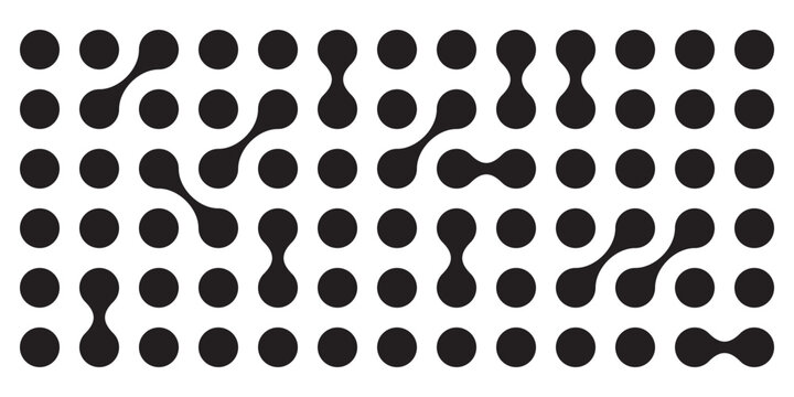 Metaball black and white Vector Background. Liquid morphing connected blobs template. Organic tech geometric backdrop.