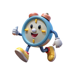 Happy Running Clock with Sneakers 3D PNG