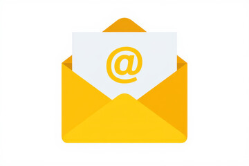Modern email message icon in a yellow open envelope