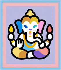 Naklejka premium Coloring Activity Ganesha Coloring Page for Kids Artistic Environment Line Art Design