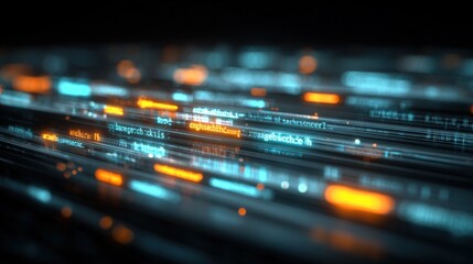 Abstract Futuristic Data Stream Visualization with Glowing Lines, Perfect for Technology and Innovation Concepts