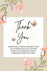 Beige and Cream Delicate Floral Landscape Thank You Card