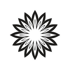 Obraz premium Black Geometric Flower or Star Shape on a White Background abstract pattern