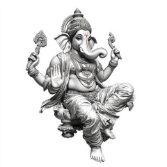Fototapeta premium Create Simple Black and White Ganesha Icon Digital Art Isolated on White Background Minimalist Style