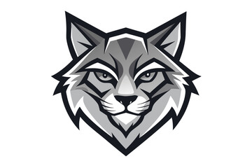 Stoic bobcat head displays shades of gray and black detail with intensity