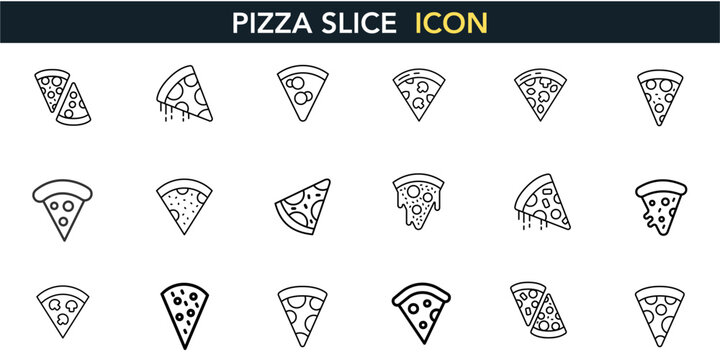 Delicious pizza slice icons for your next UI/UX design! Perfect for menus, apps, and websites. A modern collection of vector food illustrations.