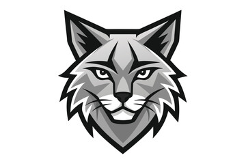 Intricate grayscale lynx head gazes forward with sharp features and intense expression