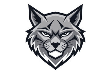 Stern monochrome bobcat gazes intensely, embodying power and focus with its sharp, style