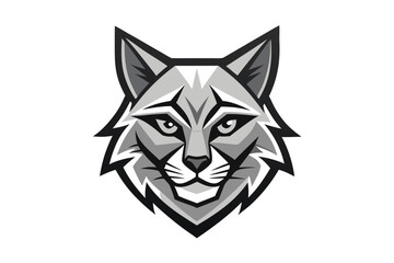 Intricate lynx head faces forward showcasing sharp features in grayscale color palette