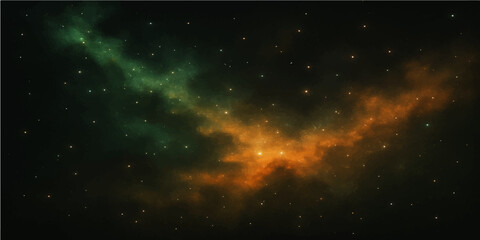 Abstract starry space background featuring a bright blue nebula and distant galaxies