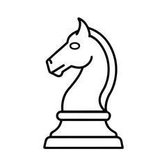 chess knight piece outline vector on white background 