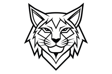 Intricate line art reveals a stylized lynx head with sharp details and striking features