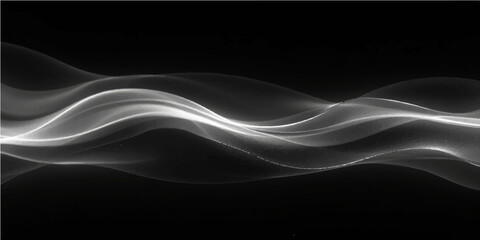 Naklejka premium Dynamic abstract blue smoke lines and waves flow against a dark background, creating a vibrant, energetic design