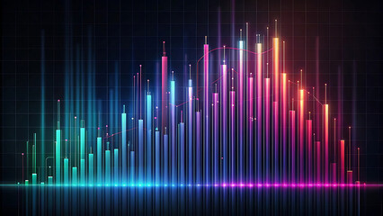 High impact gradient stock bar chart with motion lines for modern business and economic presentations