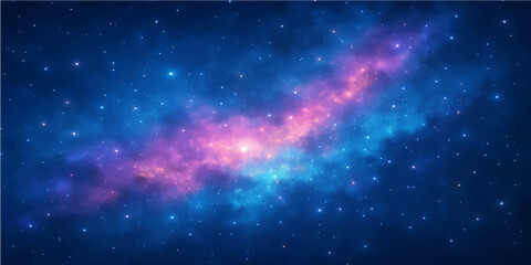 An abstract, dark blue cosmos with bright stars and nebulae lights up the fantasy night sky