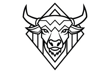 Outlined buffalo head shows geometric stylized emblem against a diamond background © Kabbo