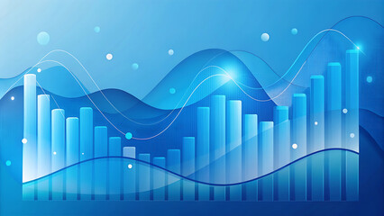 Soft curve financial chart in blue tones with minimal glowing grid and futuristic digital style