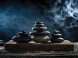 zen stones on the beach