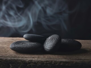 zen stones on black background