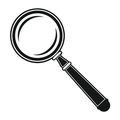 Magnifying Glass Icon:  Vintage Style Black and White Vector Illustration,  Detailed Design,  Search Concept,  Investigation Symbol,  Elegant Graphic,  High-Resolution Image.